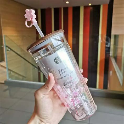 Free shipping. . Starbucks tumbler pink sakura double glass straw cupcherry blossom
